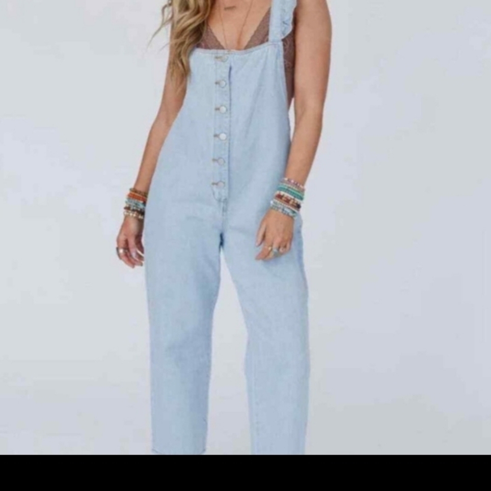 Polagram Women's Light Blue Denim Overalls